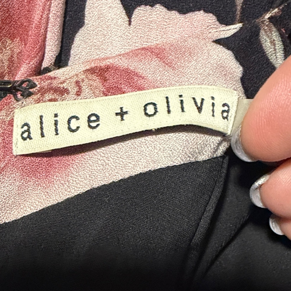 Alice + Olivia Black Maxi Dress with Pink Floral Print - Picture 5 of 6